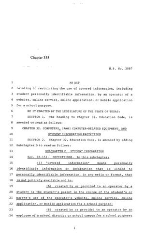 85th Texas Legislature, Regular Session, House Bill 2087, Chapter 355