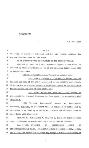 85th Texas Legislature, Regular Session, House Bill 2856, Chapter 503