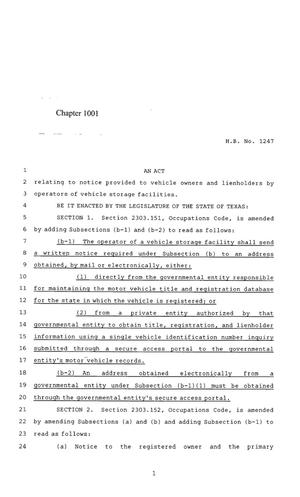 85th Texas Legislature, Regular Session, House Bill 1247, Chapter 1001