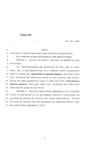 85th Texas Legislature, Regular Session, House Bill 3046, Chapter 883