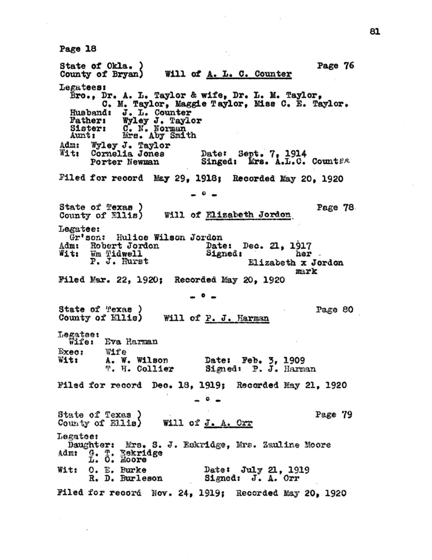 Texas Genealogical Records Ellis County Volume 15 17 1961 Page 81 The Portal To Texas History