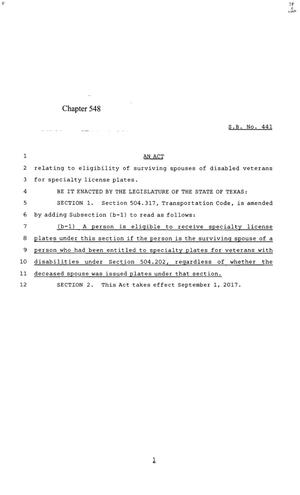 85th Texas Legislature, Regular Session, Senate Bill 441, Chapter 548