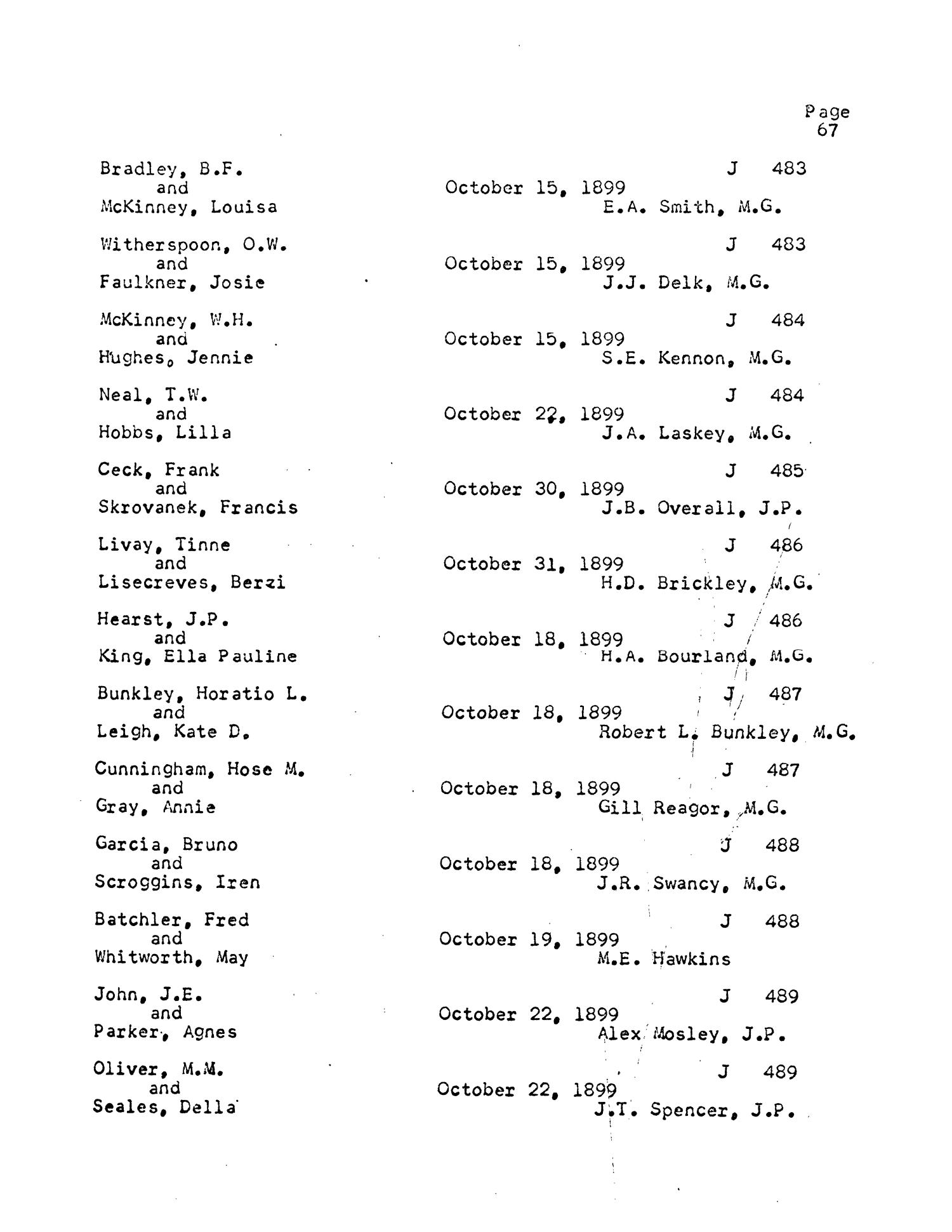 Texas Genealogical Records Ellis County Volume 17 1967 Page 67 The Portal To Texas History