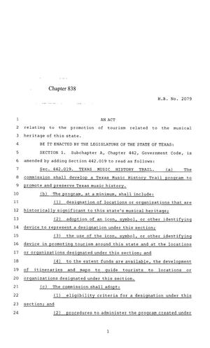 85th Texas Legislature, Regular Session, House Bill 2079, Chapter 838