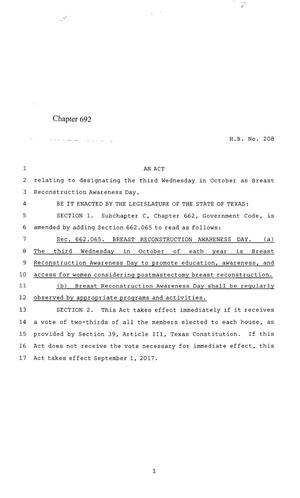 85th Texas Legislature, Regular Session, House Bill 208, Chapter 692