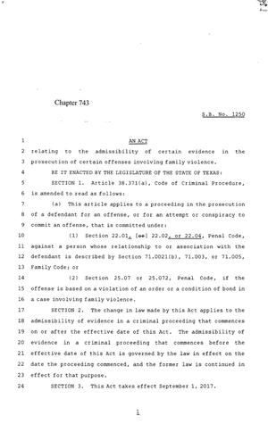 85th Texas Legislature, Regular Session, Senate Bill 1250, Chapter 743