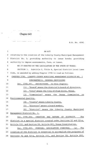 85th Texas Legislature, Regular Session, House Bill 4341, Chapter 643