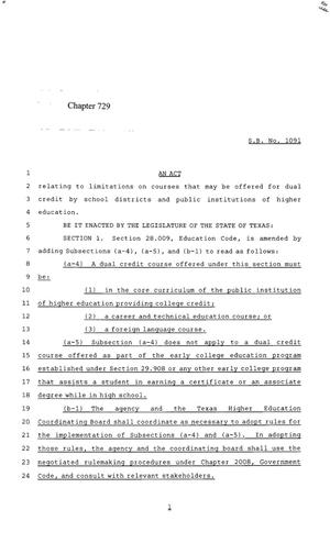 85th Texas Legislature, Regular Session, Senate Bill 1091, Chapter 729