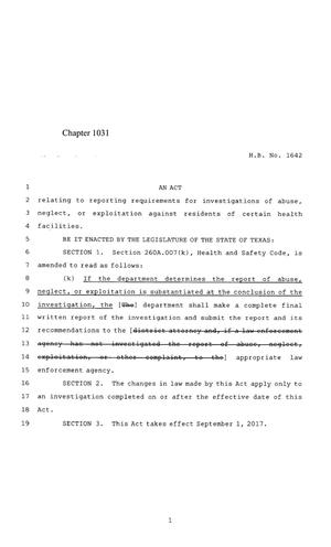 85th Texas Legislature, Regular Session, House Bill 1642, Chapter 1031