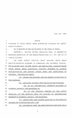 85th Texas Legislature, Regular Session, House Bill 1342