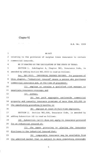 85th Texas Legislature, Regular Session, House Bill 1559, Chapter 92