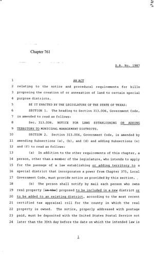 85th Texas Legislature, Regular Session, Senate Bill 1987, Chapter 761