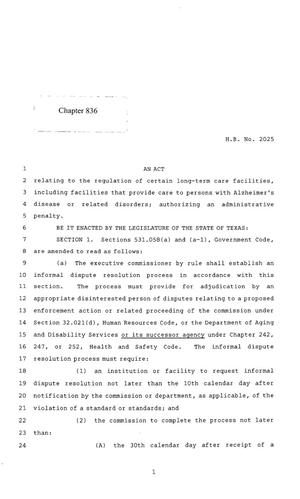 85th Texas Legislature, Regular Session, House Bill 2025, Chapter 836