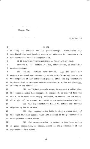 85th Texas Legislature, Regular Session, Senate Bill 39, Chapter 514
