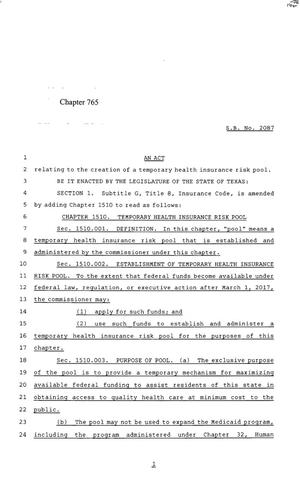 85th Texas Legislature, Regular Session, Senate Bill 2087, Chapter 765