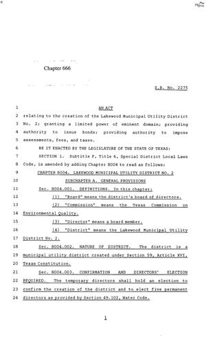 85th Texas Legislature, Regular Session, Senate Bill 2275, Chapter 666