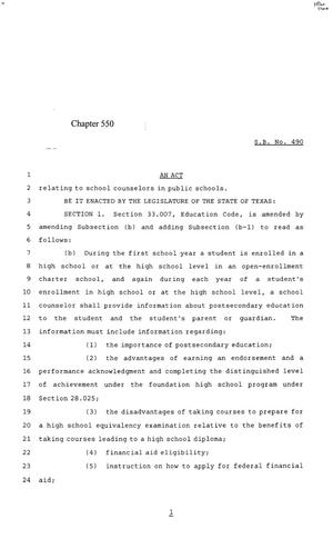 85th Texas Legislature, Regular Session, Senate Bill 490, Chapter 550