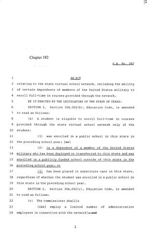 85th Texas Legislature, Regular Session, Senate Bill 587, Chapter 182