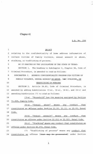 85th Texas Legislature, Regular Session, Senate Bill 256, Chapter 41