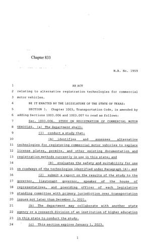 85th Texas Legislature, Regular Session, House Bill 1959, Chapter 833