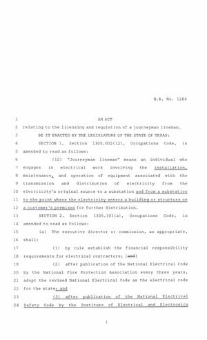 85th Texas Legislature, Regular Session, House Bill 1284