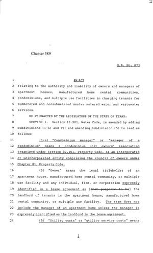85th Texas Legislature, Regular Session, Senate Bill 873, Chapter 389