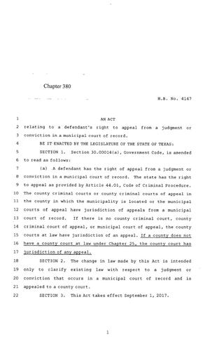 85th Texas Legislature, Regular Session, House Bill 4147, Chapter 380