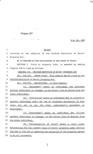85th Texas Legislature, Regular Session, Senate Bill 499, Chapter 297
