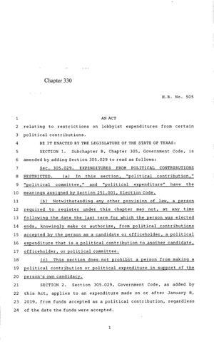 85th Texas Legislature, Regular Session, House Bill 505, Chapter 330