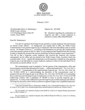 Texas Attorney General Opinion: KP-0060
