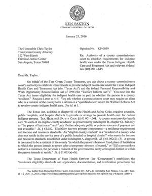 Texas Attorney General Opinion: KP-0059