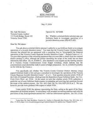 Texas Attorney General Opinion: KP-0088