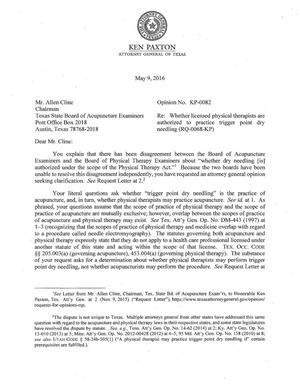 Texas Attorney General Opinion: KP-0082