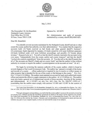 Texas Attorney General Opinion: KP-0079