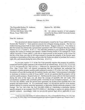 Texas Attorney General Opinion: KP-0066