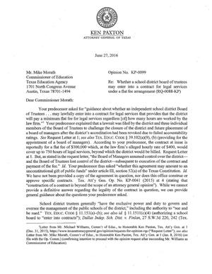 Texas Attorney General Opinion: KP-0099