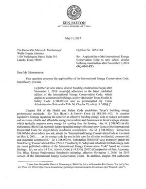 Texas Attorney General Opinion: KP-0148