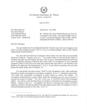 Texas Attorney General Opinion: GA-1008