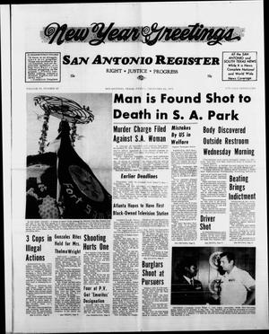 Primary view of object titled 'San Antonio Register (San Antonio, Tex.), Vol. 43, No. 28, Ed. 1 Friday, December 28, 1973'.