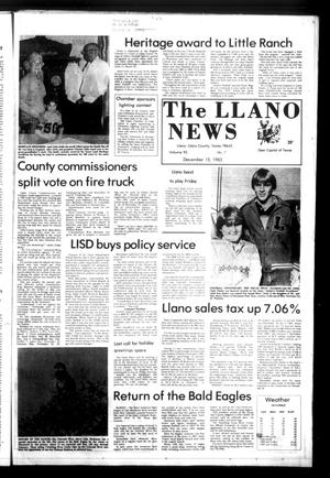 Primary view of object titled 'The Llano News (Llano, Tex.), Vol. 93, No. 7, Ed. 1 Thursday, December 15, 1983'.