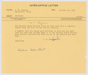[Letter from I. H. Kempner, Jr., to I. H. Kempner, October 13, 1949]