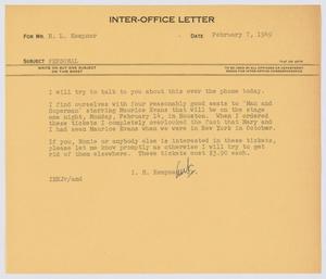 [Letter from I. H. Kempner, Jr., to H. L. Kempner, February 7, 1949]