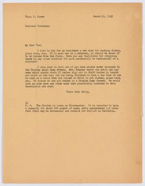[Letter from I. H. Kempner to Thos. L. James, March 22, 1948]