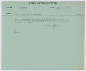 [Letter from T. L. James to I. H. Kempner, April 1, 1949]