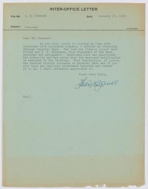 [Letter from T. L. James to I. H. Kempner, January 14, 1949]