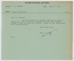 [Letter from T. L. James to I. H. Kempner, April 7, 1949]