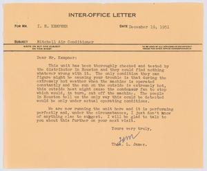 [Letter from T. L. James to I. H. Kempner, December 19, 1951]