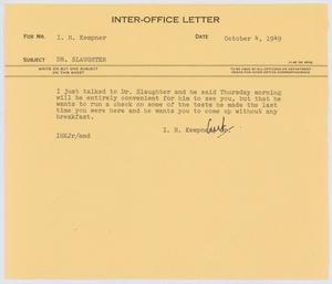 [Letter from I. H. Kempner, Jr., to I. H. Kempner, October 4, 1949]