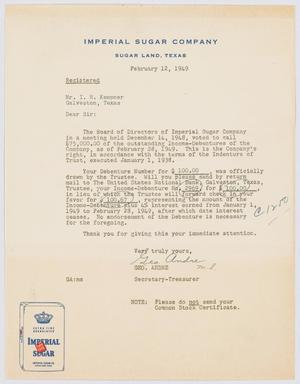 [Letter from Geo. Andre to I. H. Kempner, February 12, 1949]