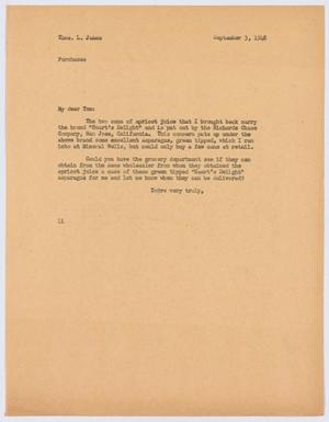 [Letter from I. H. Kempner to T. L. James, September 3, 1948]